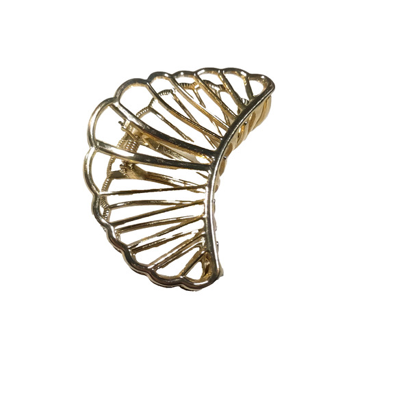 Sea Shell Alligator Clip hair Barrette Gold Tone - Picture 3 of 7